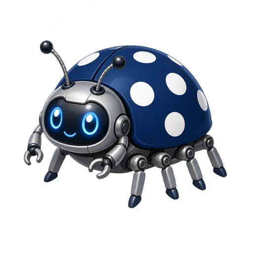 Design Rudin Logo: ein Roboter-Marienkäfer